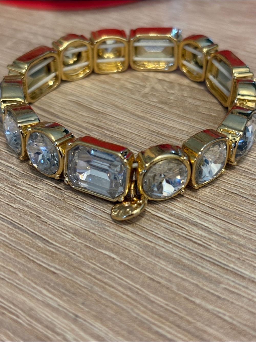 Talbots stretch, crystal bracelet gold tone